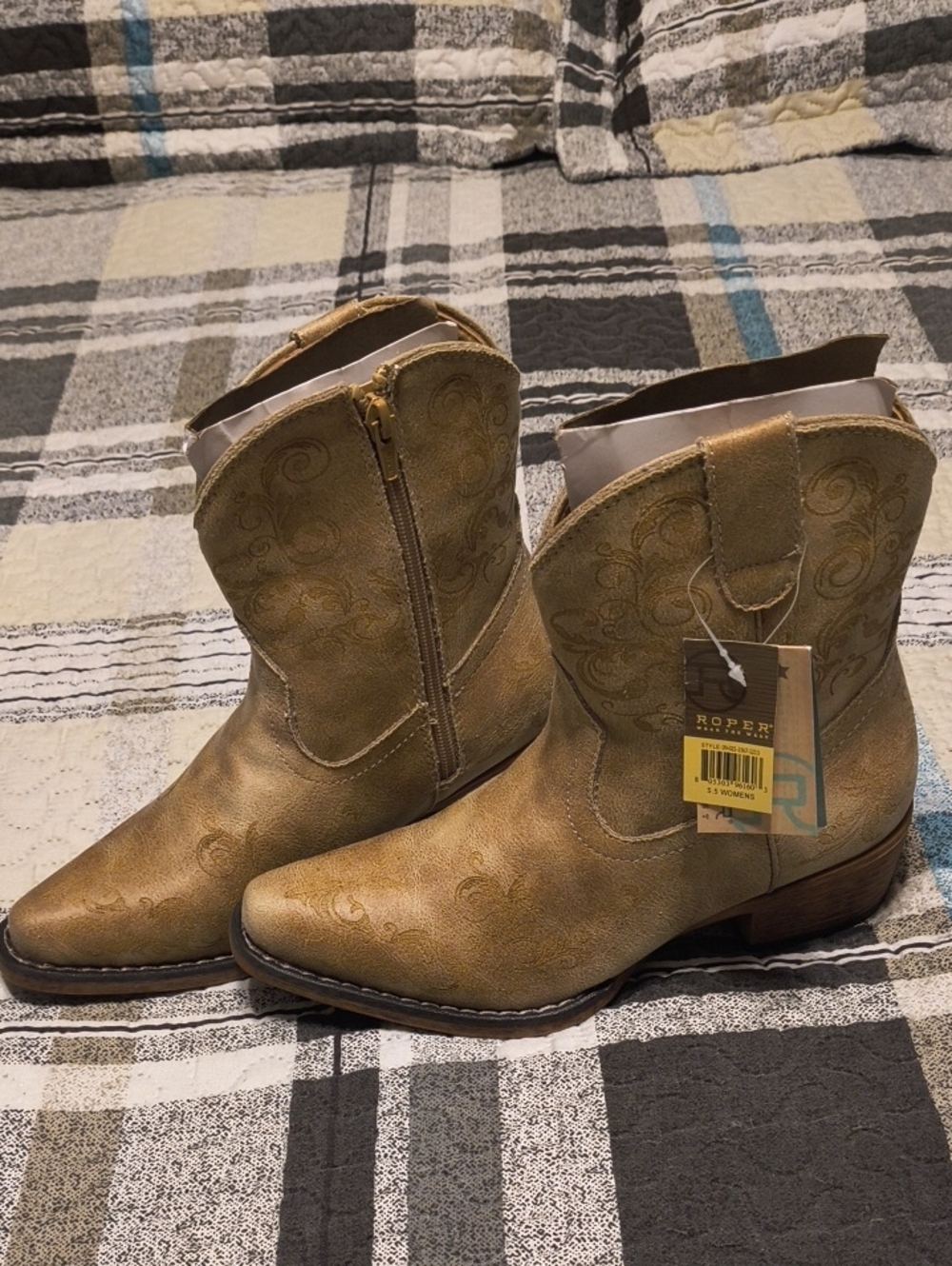 Roper Women's Tan Embossed Short Western Booties
